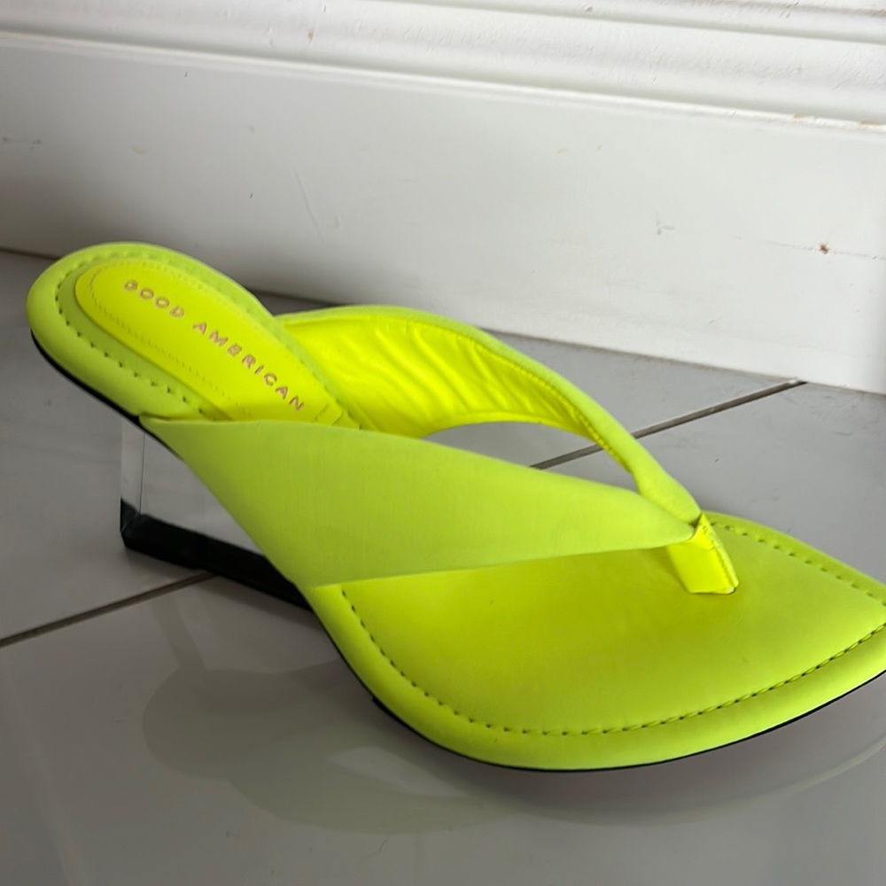 Good American Cinderella Lucite clear wedge heels